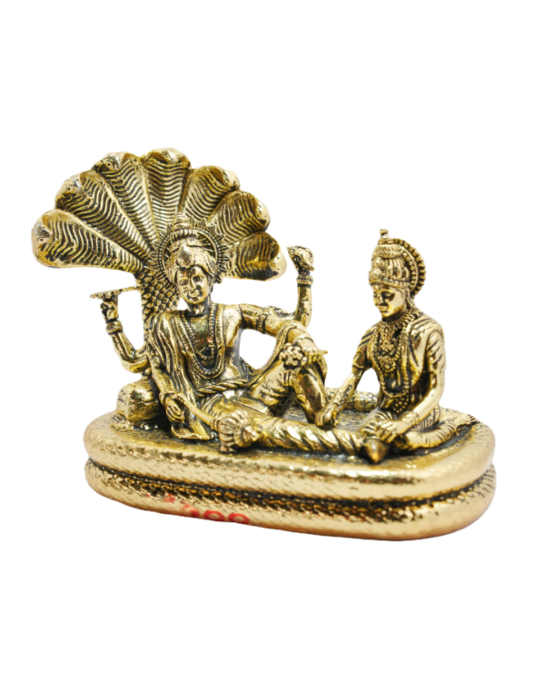 Brass Sheshshayi Vishnu with Goddess Lakshmi