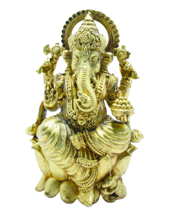 Brass Ganesha Idol on Lotus Base