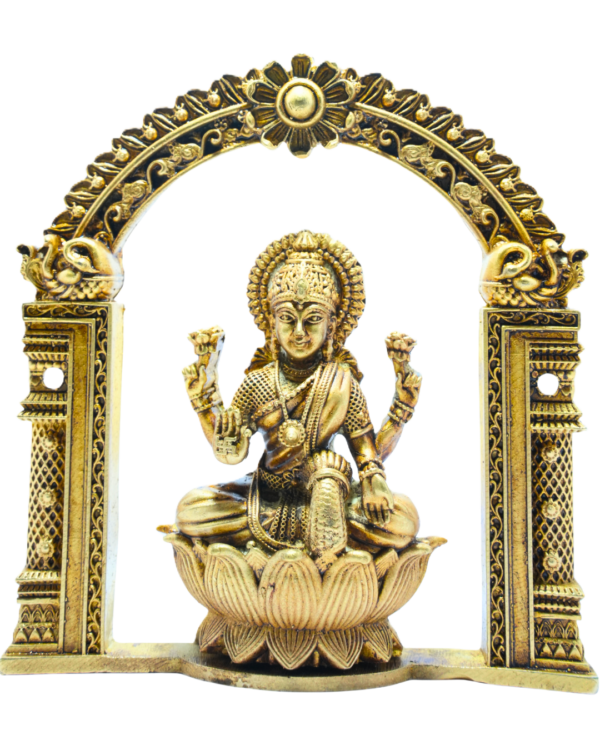 Brass Goddess Lakshmi Idol with Prabhavali Arch