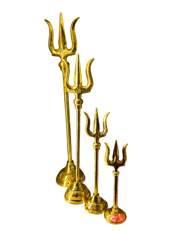 Standing Brass Trishul Set
