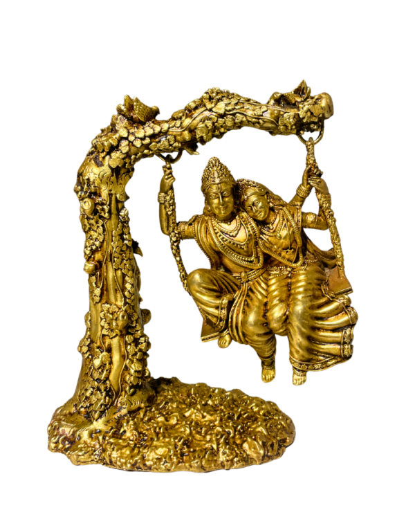 Radha Krishna Brass Jhula Statue