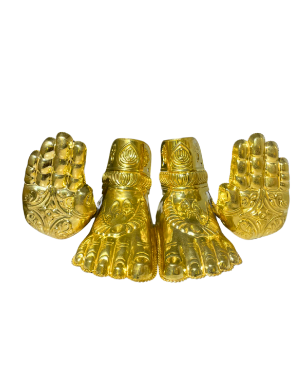 Brass Charan Paduka and Hasta Set