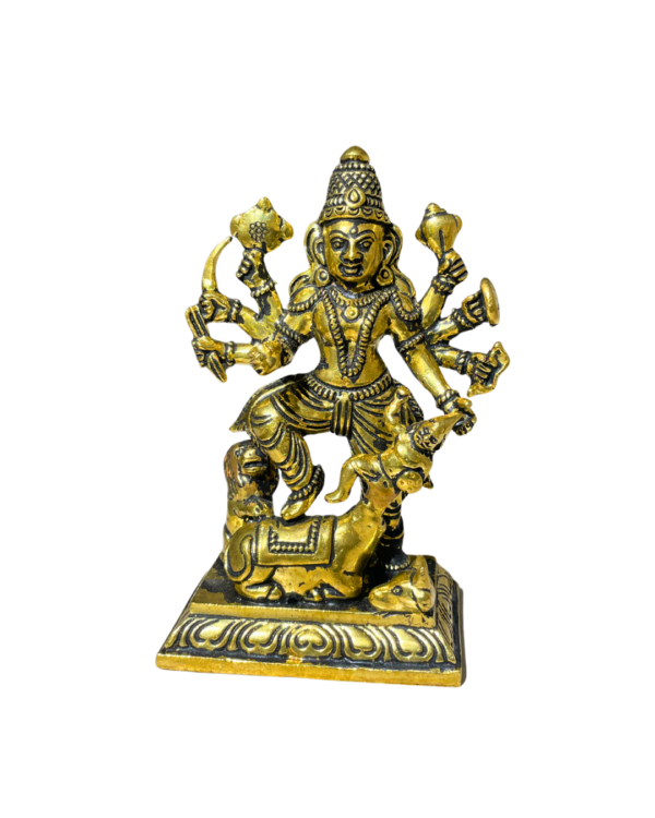 Ten-Armed Brass Mahishasuramardini Idol