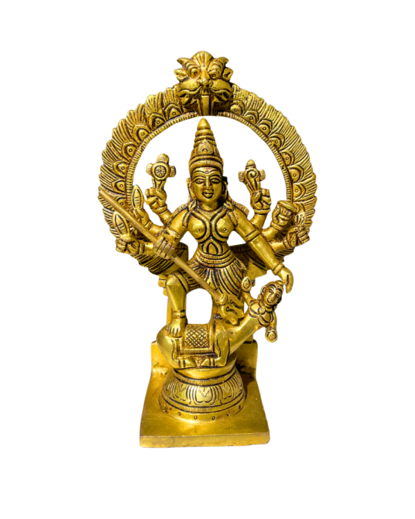 Brass Durga Statue with Prabhavali