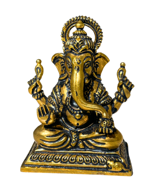 Seated Brass Lord Ganesha Idol