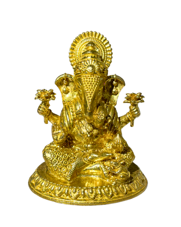 Brass Ganesha Idol Holding Lotus