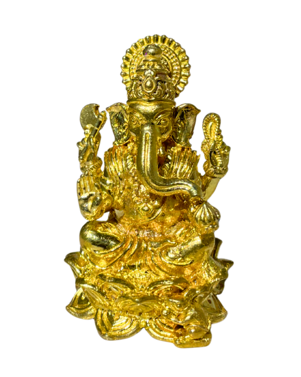 Seated Brass Ganesha Idol on Lotus Base