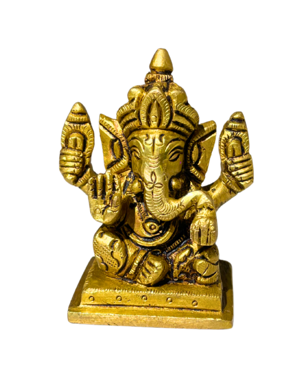 Classic Four-Armed Seated Brass Ganesha