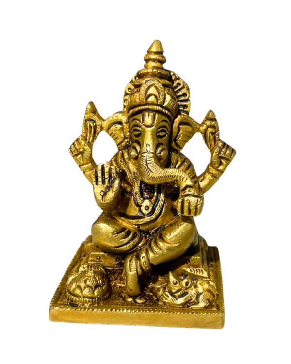 Royal Seated Brass Ganesha Idol