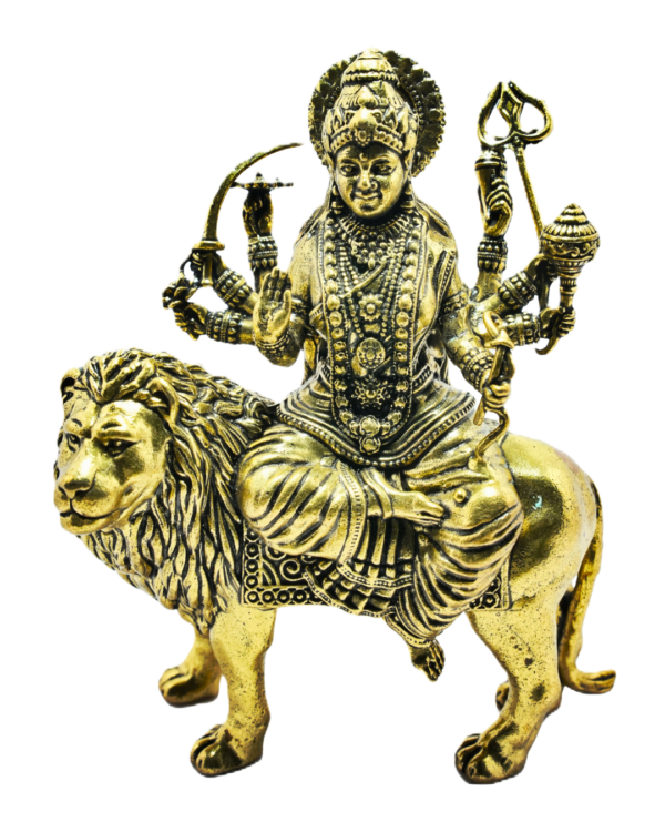 Brass Goddess Durga Idol on Lion