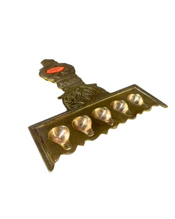 5-Face Brass Handled Aarti Diya