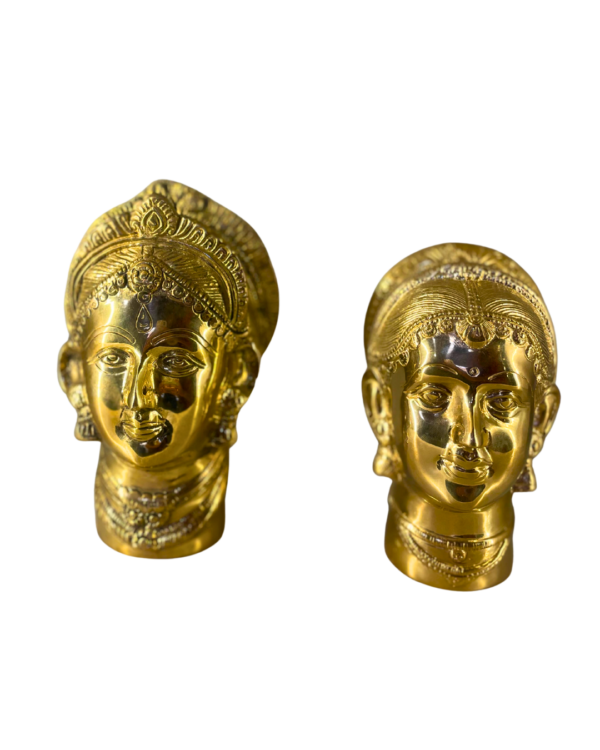 Brass Goddess Mukhawota Face Pair