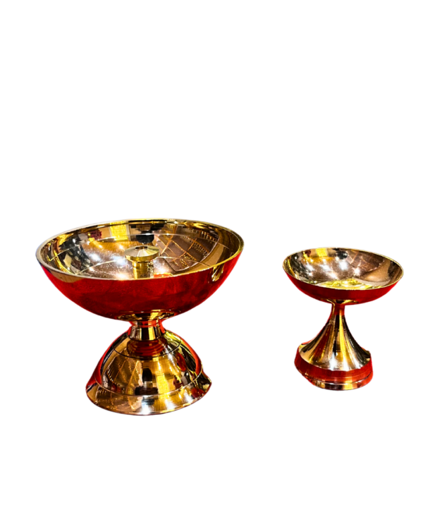 Brass Pedestal Diya Set
