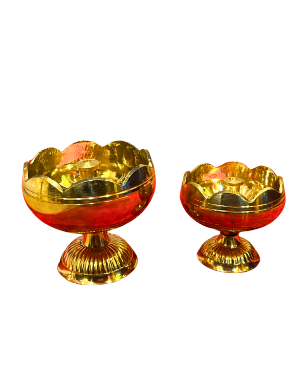 Lotus Rimmed Brass Diya Pair