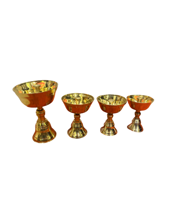 Classic Brass Pedestal Diya Set
