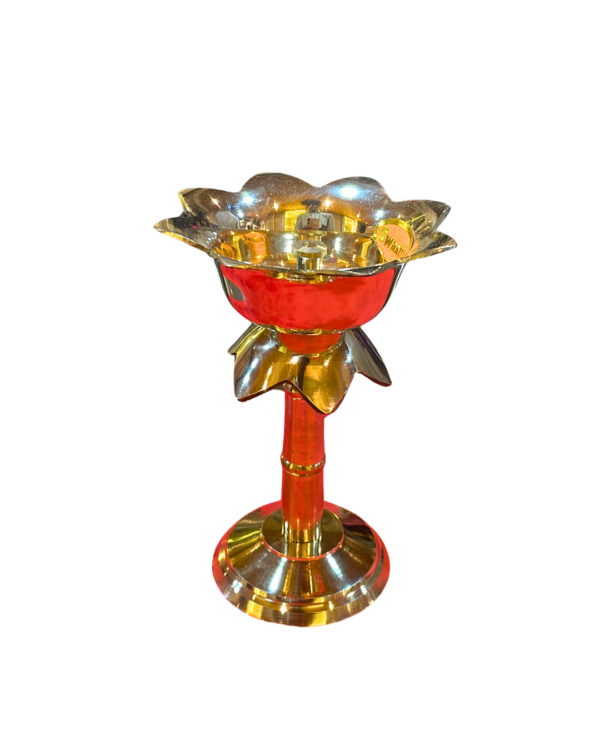 Tall Brass Lotus Pedestal Diya