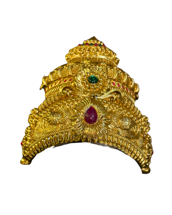 Stone Studded Brass Deity Mukut
