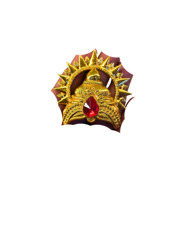 Ruby Stone Brass Mukut Crown