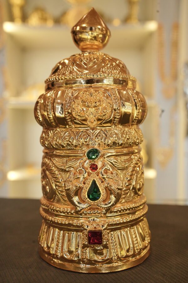 Traditional Gold-Tone Ornamental Kumkum Box