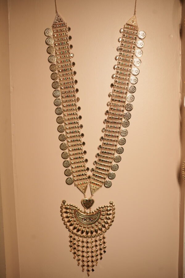Long Antique Gold-Tone Coin Necklace