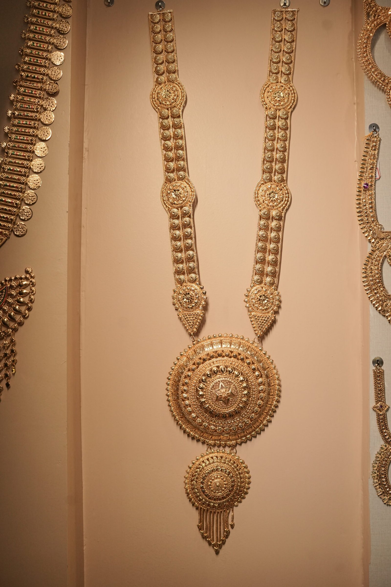 Long Gold-Tone Medallion Necklace
