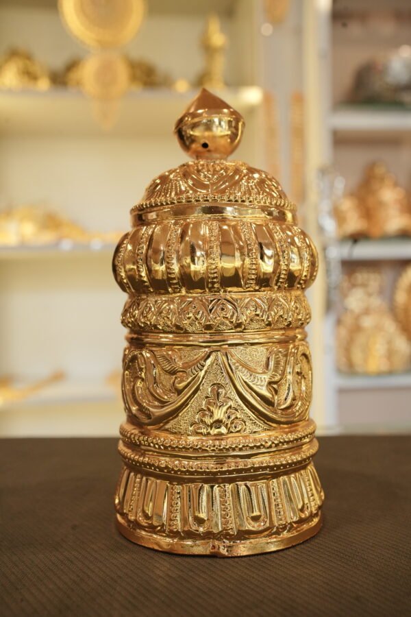 Antique Gold-Tone Ornamental Kumkum Box