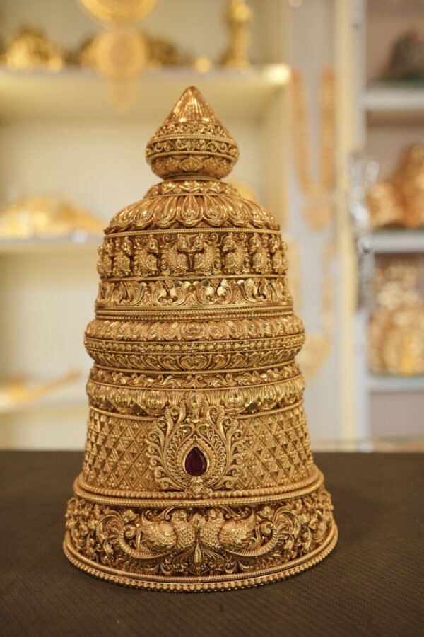 Temple-Style Gold-Tone Kumkum Box