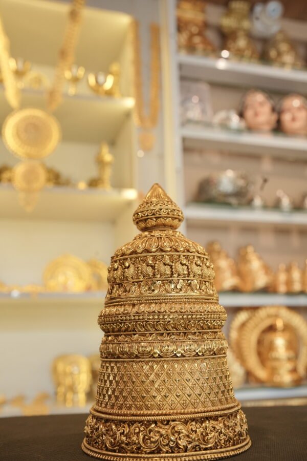 Embossed Gold-Tone Kumkum Box