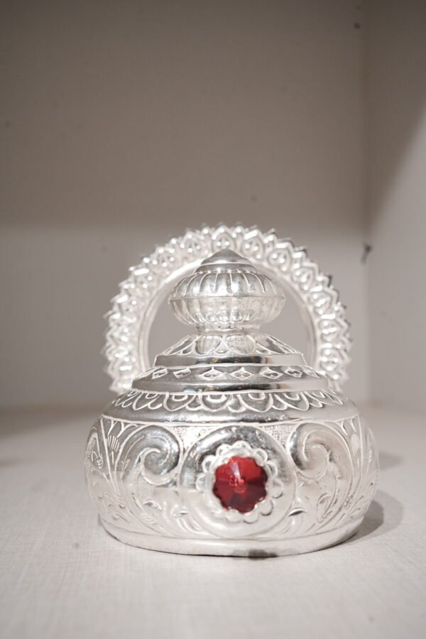 Silver-Tone Decorative Kumkum Box