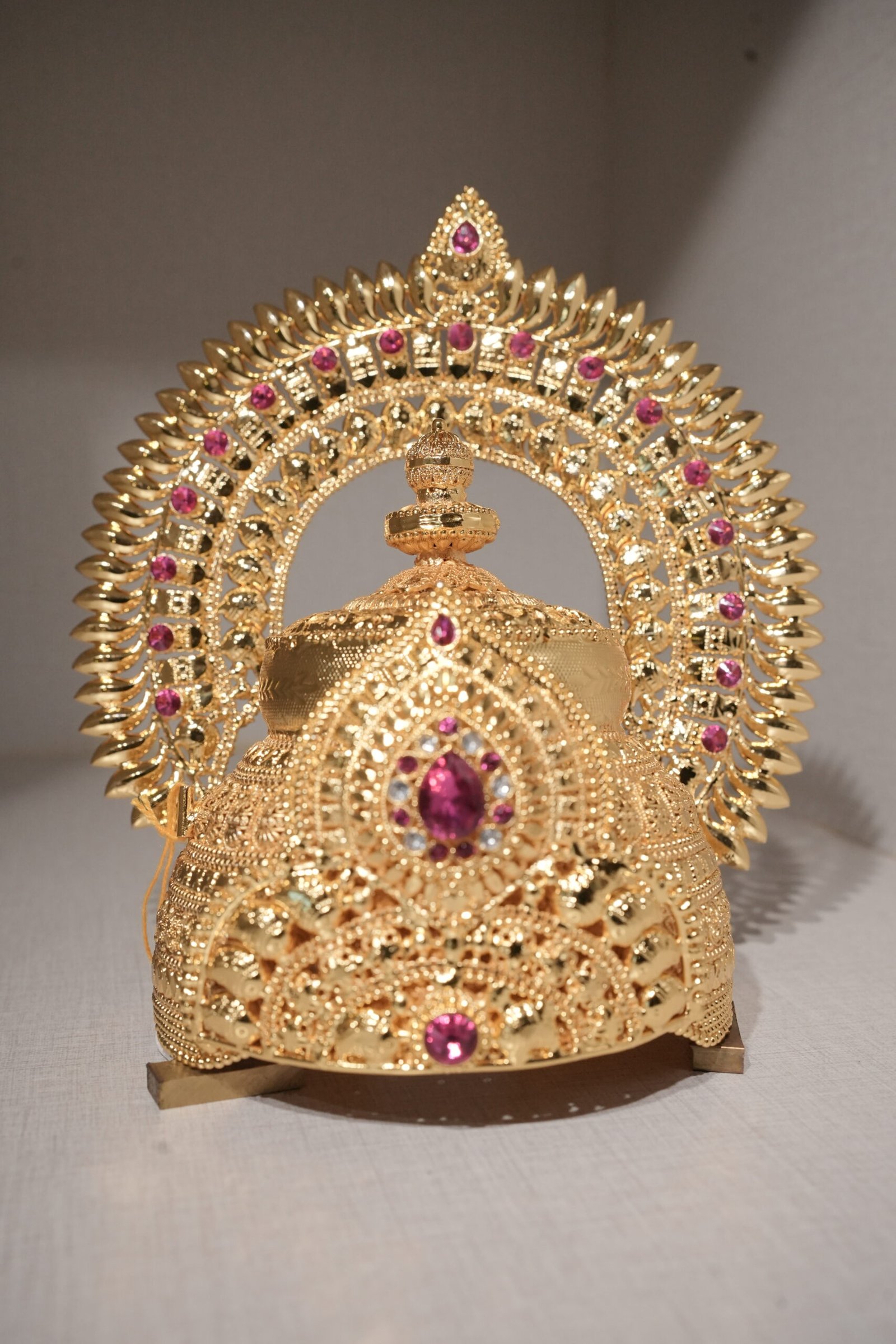 Gold-Tone Deity Crown with Pink Stones